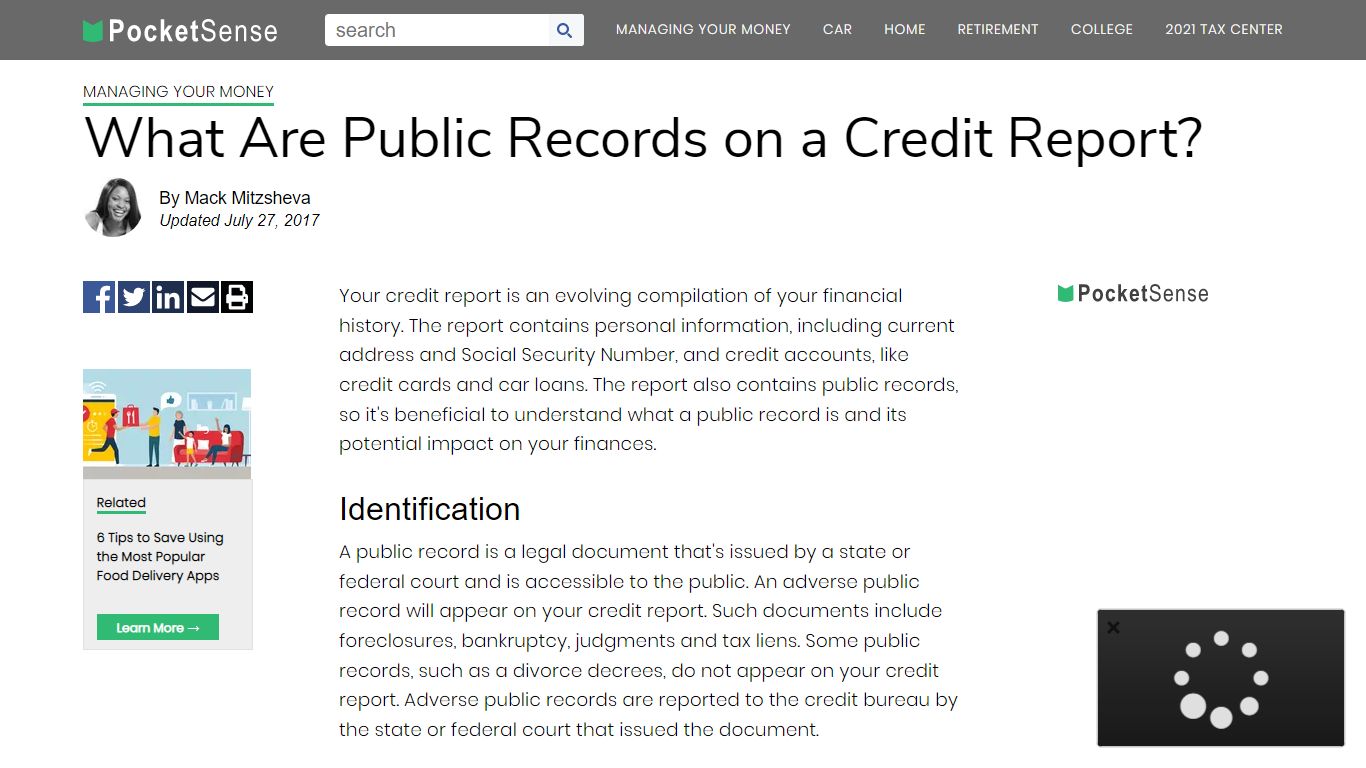 What Are Public Records on a Credit Report? | Pocketsense